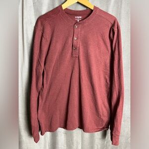 J. Crew Men's Burgundy Long Sleeve Henley